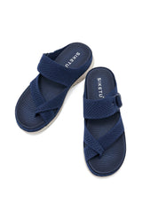 Siketu | Wyona Ademende Gecushioneerde Sandalen - marineblauw