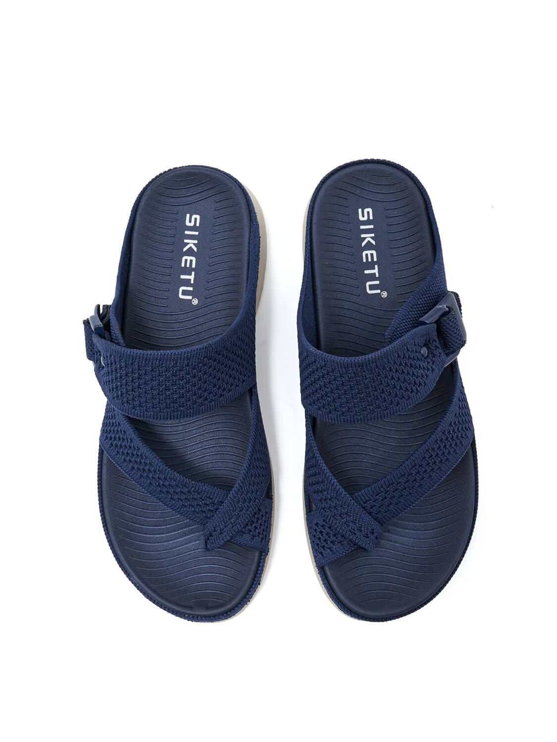 Siketu | Wyona Ademende Gecushioneerde Sandalen - marineblauw