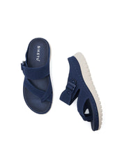 Siketu | Wyona Ademende Gecushioneerde Sandalen - marineblauw