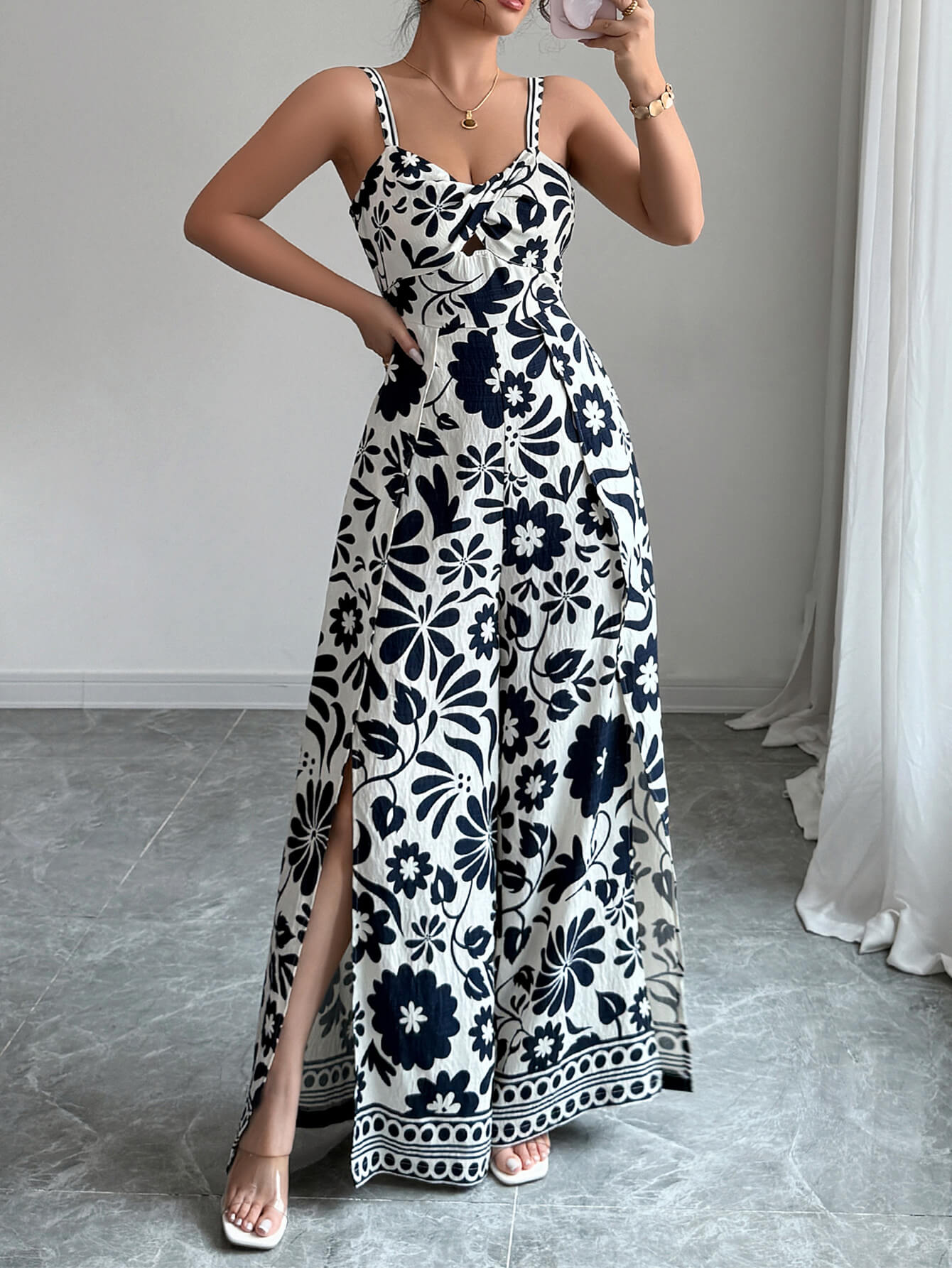 Bliss Escape Floral Jumpsuit - navy
