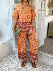 Bohemia | Bloemenprint Vakantie Bijpassende Set - oranje