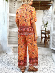 Bohemia | Bloemenprint Vakantie Bijpassende Set - oranje