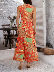 Oranje Boho Maxi Jurk met Bloemenprint | Geborduurd Decolleté | Zomerjurk Dames