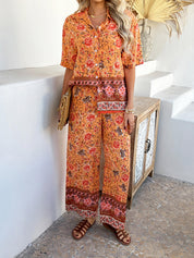 Bohemia | Bloemenprint Vakantie Bijpassende Set - oranje