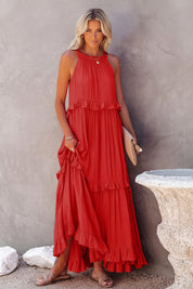 Maxi Rode Ruffle Strandjurk