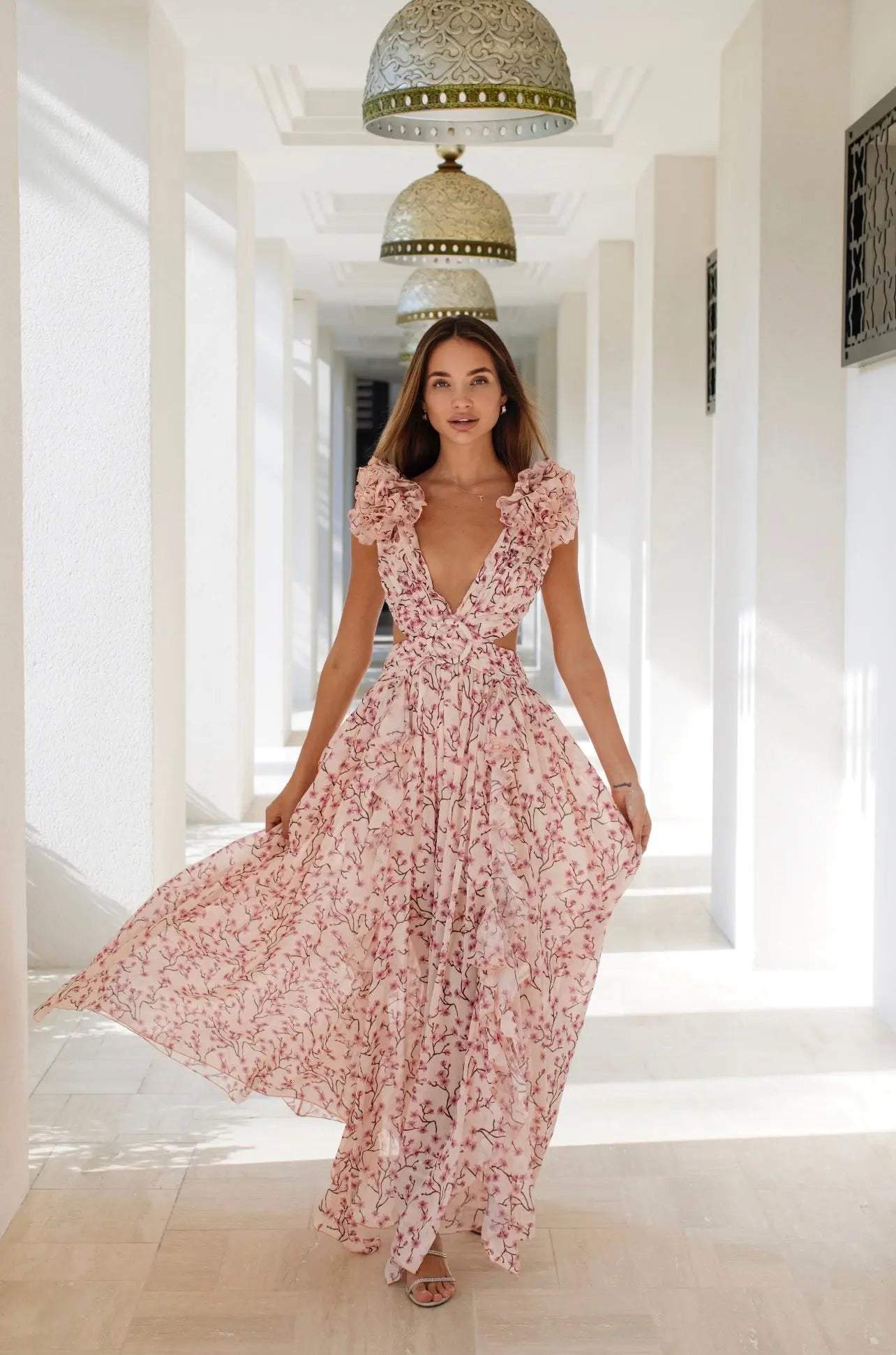 Zomerjurk Dames – Romantische Bloemenprint en Ruches voor een Zomerse Look