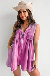 Denim Babydoll Playsuit Roze | Stoere Dames Romper