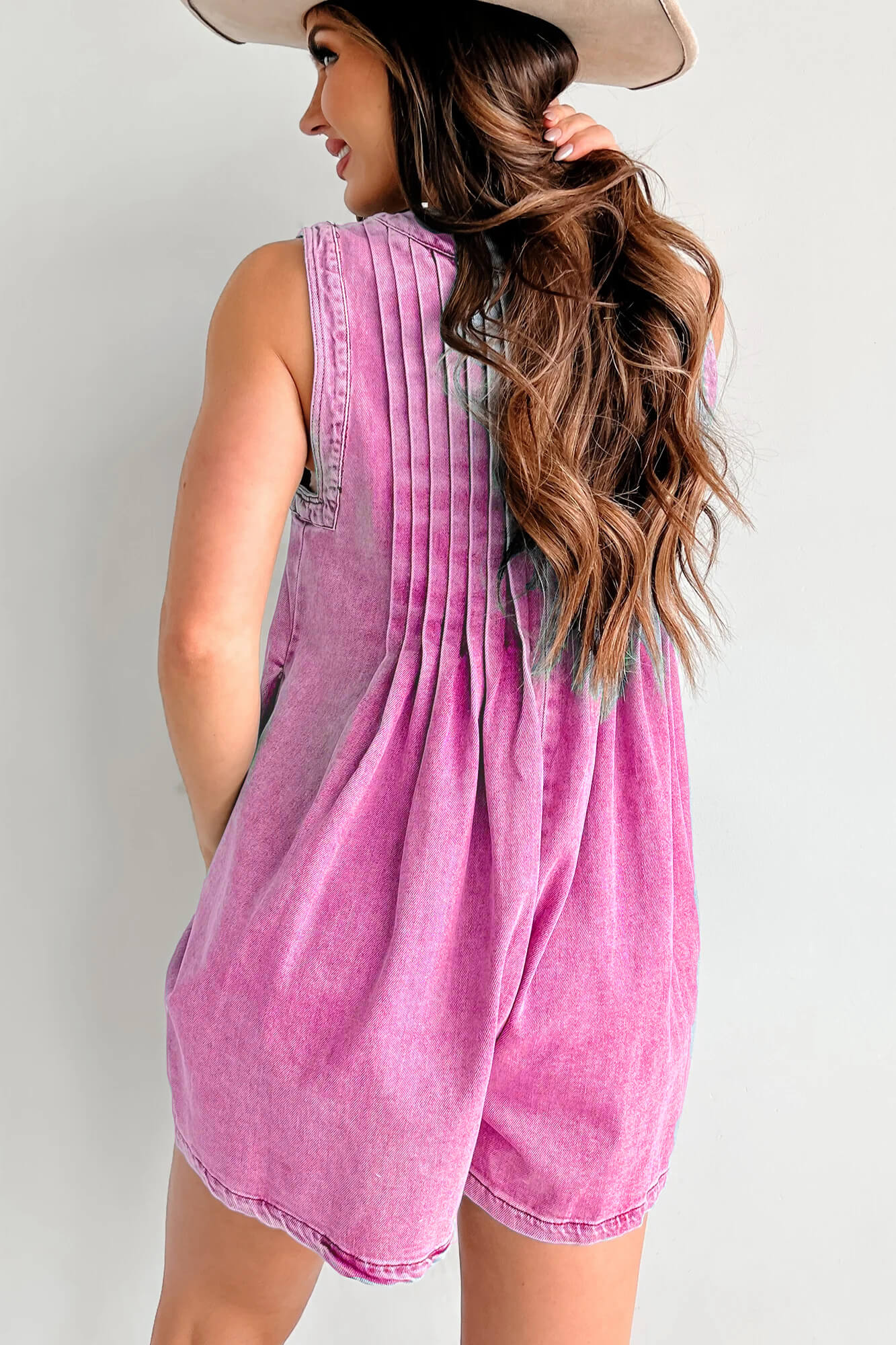 Denim Babydoll Playsuit Roze | Stoere Dames Romper