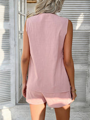 Splendid Button Down Vest Matching Sets - pink