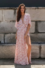 Poederroze Ibiza Jurk Met Print