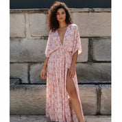 Poederroze Ibiza Jurk Met Print