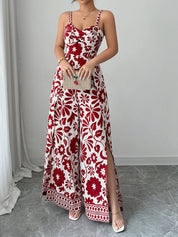 Bliss Escape Jumpsuit met Bloemenprint - Rood