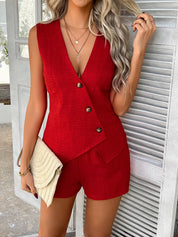Fiji | Gaas Knoop Vest Bijpassende Set - rood