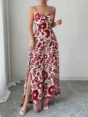 Bliss Escape Jumpsuit met Bloemenprint - Rood