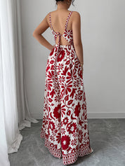 Bliss Escape Jumpsuit met Bloemenprint - Rood