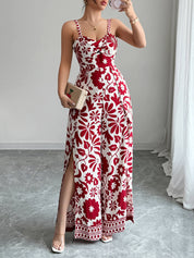 Bliss Escape Jumpsuit met Bloemenprint - Rood