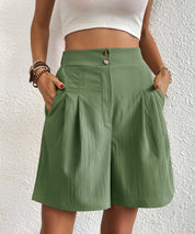Eden Pocketed High Waist Shorts - Sage