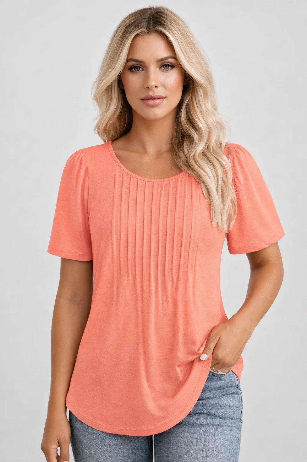 Comfortabele Basic Top met Korte Mouwen en Losse Pasvorm