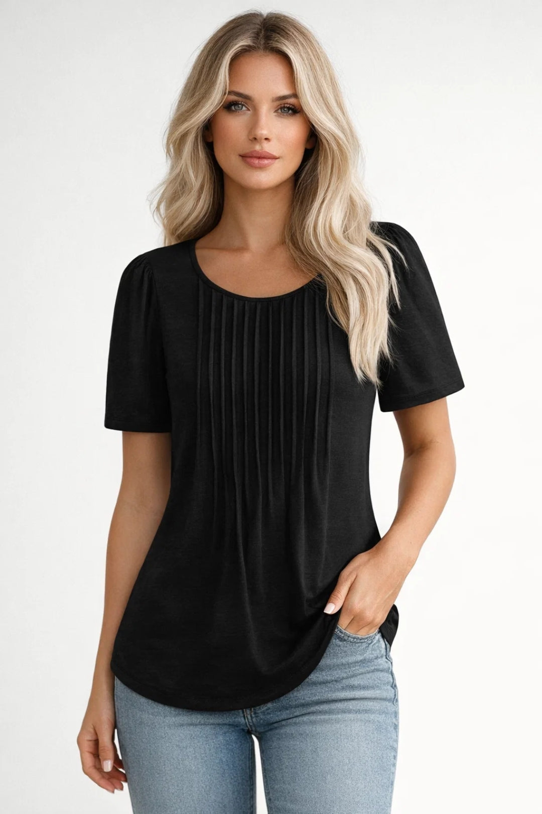 Comfortabele Basic Top met Korte Mouwen en Losse Pasvorm